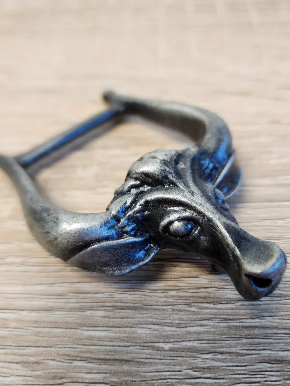 VINTAGE Silver Color Metal Longhorn Bull Animal Belt Buckle